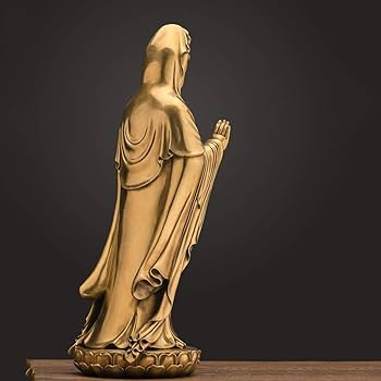 仏像風女性像 ガラスケース付き Amazon.co.jp: 瞑想的な仏泉陰像真鍮立ち女性仏彫刻仏教風水製品